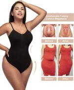 SHAPERX Women's Tummy Control Shapewear Thong Bodysuit Seamless Waist Snatching ... - Image 7