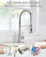 Kitchen Faucets, Brushed Nickel Kitchen Sink Faucet with Pull Down Sprayer Singl... - Image 3