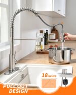 Kitchen Faucets, Brushed Nickel Kitchen Sink Faucet with Pull Down Sprayer Singl... - Image 4