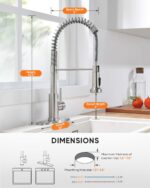 Kitchen Faucets, Brushed Nickel Kitchen Sink Faucet with Pull Down Sprayer Singl... - Image 5