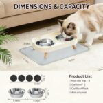 Elevated Cat Bowls with Food Mat, Splash Proof Anti Vomiting Raised Cat Food and... - Image 4
