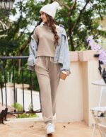 Ekouaer Womens Fuzzy Fleece Pajama Sets Long Sleeve Jogger Sets Comfy Sleepwear ... - Image 4
