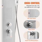 VEVOR Shower Panel System, 5 Shower Modes, LED Shower Panel Tower, Rainfall, Wat... - Image 6