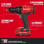 CRAFTSMAN V20 Cordless Drill/Driver Kit, 1/2 inch, Battery and Charger Included ... - Image 4