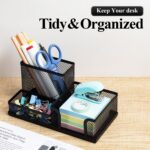 M&G Mesh Pen Holder Desk Organizers Pencil Holder for Desk Black, 3 Compartments... - Image 3