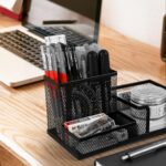 M&G Mesh Pen Holder Desk Organizers Pencil Holder for Desk Black, 3 Compartments... - Image 7