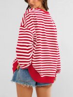 PRETTYGARDEN Womens Striped Oversized Sweatshirt Color Block Crew Neck Long Slee... - Image 6