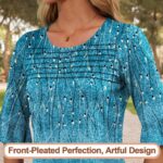 Blingfit Womens Tops 3/4 Length Sleeve Dressy Casual Shirts Bell Sleeve Front Pl... - Image 5
