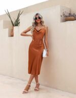 Ekouaer Womens Satin Nightgown Sexy Lingerie Sleepwear Spaghetti Strap Cowl Neck... - Image 6