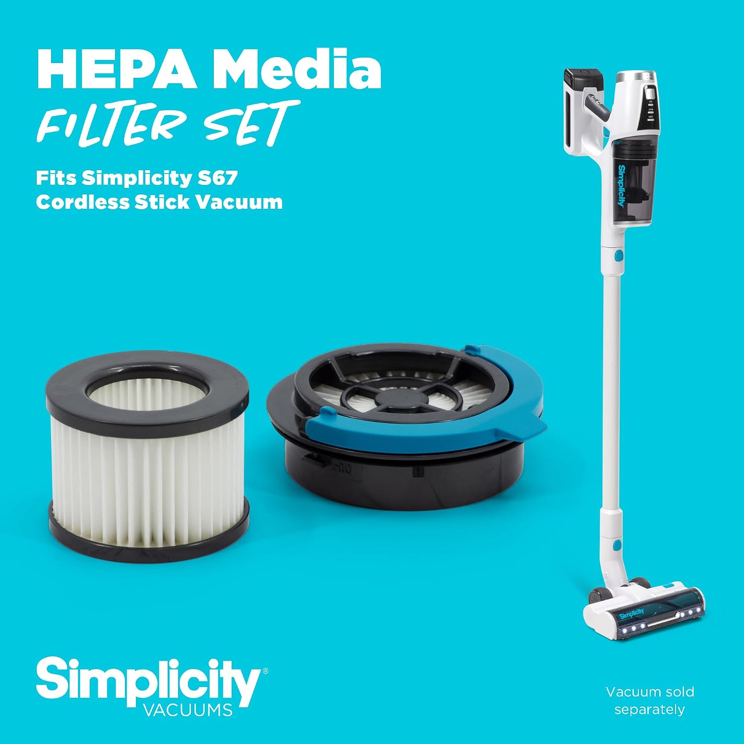 Simplicity Vacuums SF67 HEPA Media Filter Set for S67 Cordless Vacuum Cleaner, 2... - Image 3