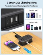 Travel Power Strip with USB Ports, NTONPOWER 4ft Flat Plug Wrapped Around Short ... - Image 8