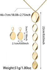 Statement Necklace and Earrings Set – 2PCS Gold Silver Chunky Geometric Pendant ... - Image 6