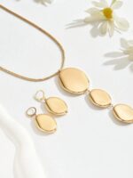 Statement Necklace and Earrings Set – 2PCS Gold Silver Chunky Geometric Pendant ... - Image 7