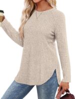 Saloogoe Long Sleeve Shirts for Women 2025 Fall Clothes Tunic Tops Loose Fit Dre... - Image 3
