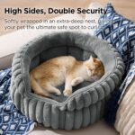 Bedsure ComfyFleece Cat Bed, Washable Round Cute Pet Beds for Indoor Cats, Supe... - Image 3