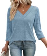 WIHOLL 3/4 Length Sleeve Womens Tops Lightweight Summer Outfits Plus Size Casual... - Image 3