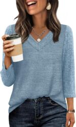 WIHOLL 3/4 Length Sleeve Womens Tops Lightweight Summer Outfits Plus Size Casual... - Image 5