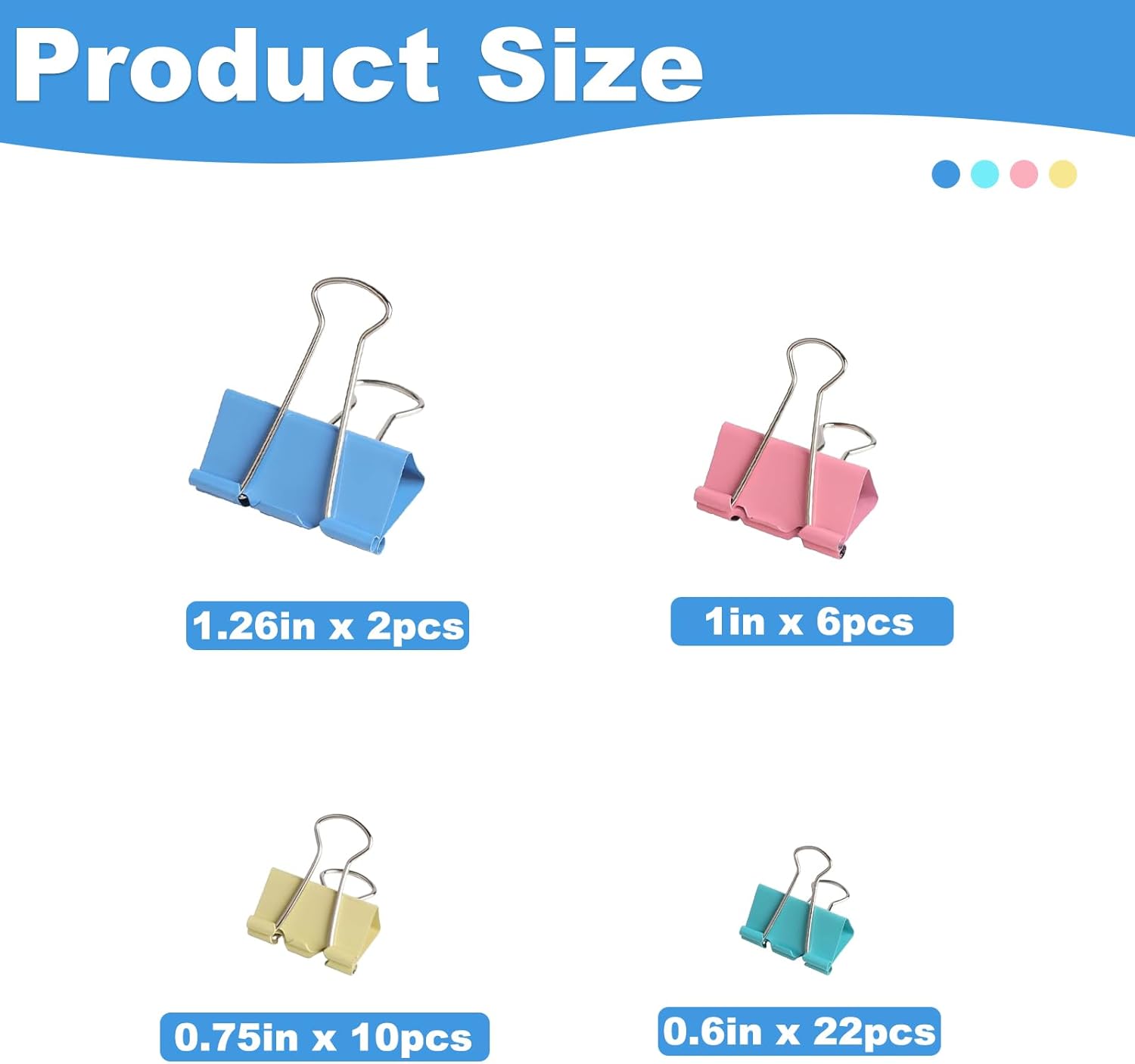 40-Pack Colorful Binder Clips, Assorted Sizes (4 Sizes) Metal Paper Clips, Stron... - Image 4