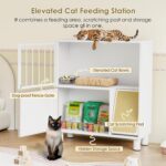 Dog Proof Cat Feeding Station, Metal Cat Feeding Station with Scratching Board, ... - Image 4
