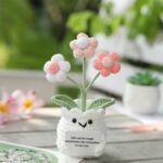 YOOJEE Mental Health Crochet Flower Pot, Positive Stress Relief Desk Decor with ... - Image 3