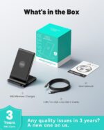 INIU Wireless Charger, 15W Fast Wireless Charging Station with Sleep-Friendly Ad... - Image 9