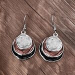 Boho Stud Earring Necklace Set,Vintage Jewelry Set,Trendy Dangle Disc Necklace J... - Image 6