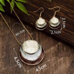 Boho Stud Earring Necklace Set,Vintage Jewelry Set,Trendy Dangle Disc Necklace J... - Image 7