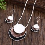 Boho Stud Earring Necklace Set,Vintage Jewelry Set,Trendy Dangle Disc Necklace J... - Image 8