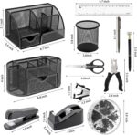 17 in 1 Black Desk Organizers and Accessories Set, 3 Office Desk Supplies Storag... - Image 3