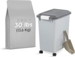 IRIS USA Dog Food Storage Container with Wheels, Airtight Lid, 2-Cup Scoop, Up t... - Image 3