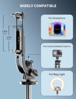 71" Phone Tripod & Selfie Stick, All in One Extendable Cell Phone Tripod with Wi... - Image 5