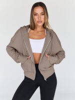 Trendy Queen Womens Cropped Zip Up Hoodie Lightweight Sweatshirt Casual Athletic... - Image 3