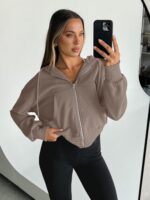 Trendy Queen Womens Cropped Zip Up Hoodie Lightweight Sweatshirt Casual Athletic... - Image 4
