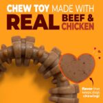 Nylabone Strong Chew Textured Ring Dog Toy Made with Real Beef & Chicken, Durabl... - Image 3