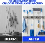 Holikme Mop Broom Holder Wall Mount Metal Pantry Organization and Storage Garden... - Image 5