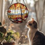 Stained Glass Window Hanging Fall Birch Tree Forest Scenery 6.3" - Suncatcher Do... - Image 3