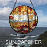 Stained Glass Window Hanging Fall Birch Tree Forest Scenery 6.3" - Suncatcher Do... - Image 4