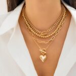 Women's Hip Hop Necklace Set - 4-Piece Chunky Chain Jewelry with Beaded Choker, ... - Image 3