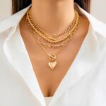Women's Hip Hop Necklace Set - 4-Piece Chunky Chain Jewelry with Beaded Choker, ... - Image 4