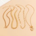 Women's Hip Hop Necklace Set - 4-Piece Chunky Chain Jewelry with Beaded Choker, ... - Image 5