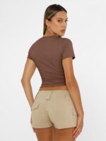 AUTOMET Women's Crew Neck Short Sleeve Basic Stretchy Tight Fitted T-Shirt 2026 - Image 7
