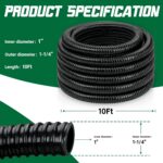 Corrugated Pond Tubing 1" × 10ft — Heavy-Duty Kinkproof PVC Pond Hose for Pumps,... - Image 3