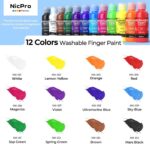 Nicpro 12 Colors Washable Finger Paint Set for Toddlers (2 oz), Non-Toxic & Baby... - Image 8