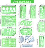 15PCS Geometric Drawings Templates, Measuring Geometry Rulers, Drafting Stencils... - Image 3