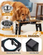 Jovrun Elevated Dog Bowls for Medium Large Size Dogs, Non-Slip Dog Feeder with 1... - Image 5