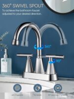 Cobbe Bathroom Faucets for Sink 3 Hole, 4 Inch with Pop Up Drain and 2 Supply Ho... - Image 3