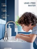 Cobbe Bathroom Faucets for Sink 3 Hole, 4 Inch with Pop Up Drain and 2 Supply Ho... - Image 4