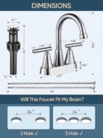 Cobbe Bathroom Faucets for Sink 3 Hole, 4 Inch with Pop Up Drain and 2 Supply Ho... - Image 7