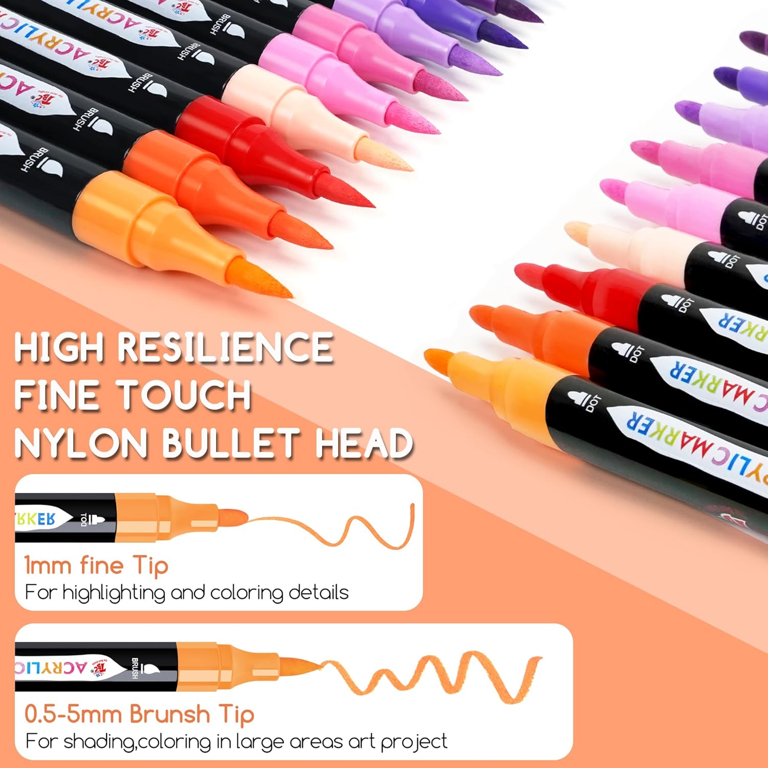 TBC The Best Crafts Acrylic Paint Markers, 24 Colors Dual Tip – Waterproof, Non-... - Image 4