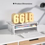 BONTEC Wooden Monitor Stand Riser for Desk, 2-Tier Computer Monitor Stand with S... - Image 6